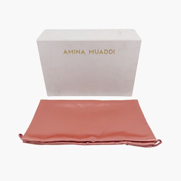 Amina Muaddi Lupita Green Zebra Mule Slide Sandals Heels Size 37.5 US 7.5 Women - Picture 2 of 15